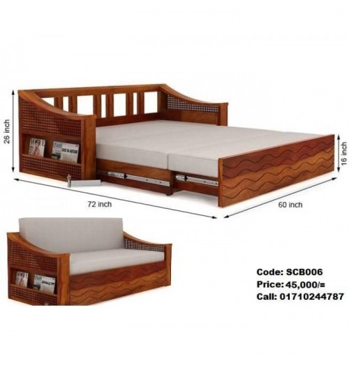 Wooden Sofa Come Bed 3 Seater SCB006 Online Furniture Store in Bangladesh